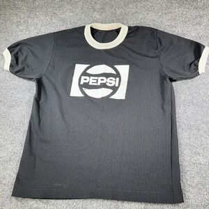 Vintage Sportswear T Shirt Large Black Pepsi Waffle Single Stitch USA Made 70's
